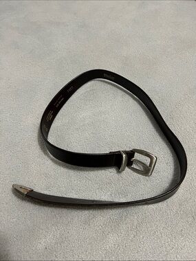 Men's Brown Genuine Leather Belt with Silver Buckle